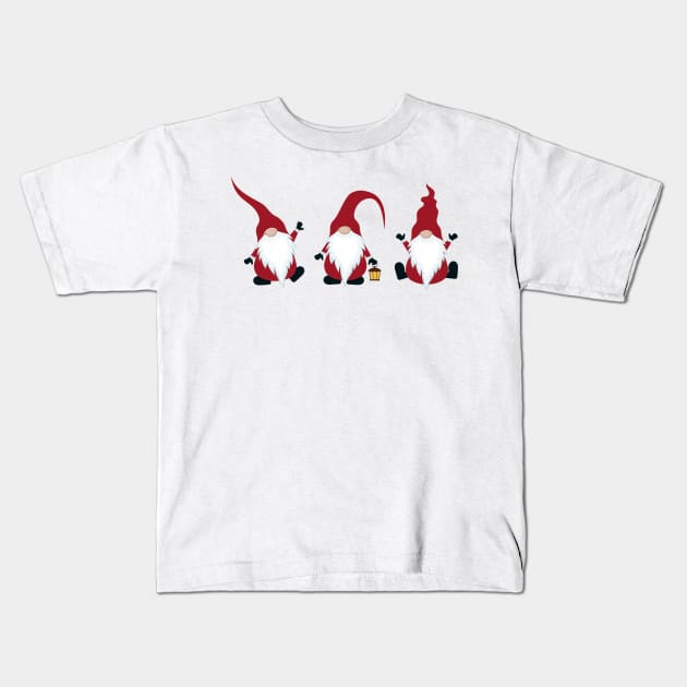 3 Little Christmas Gnomes Kids T-Shirt by Novelty-art